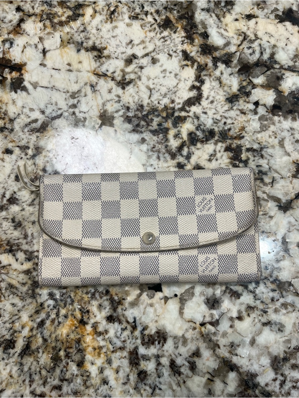 Louis Vuitton Damier Azur Check Fold Wallet - Cream & Light Gray
